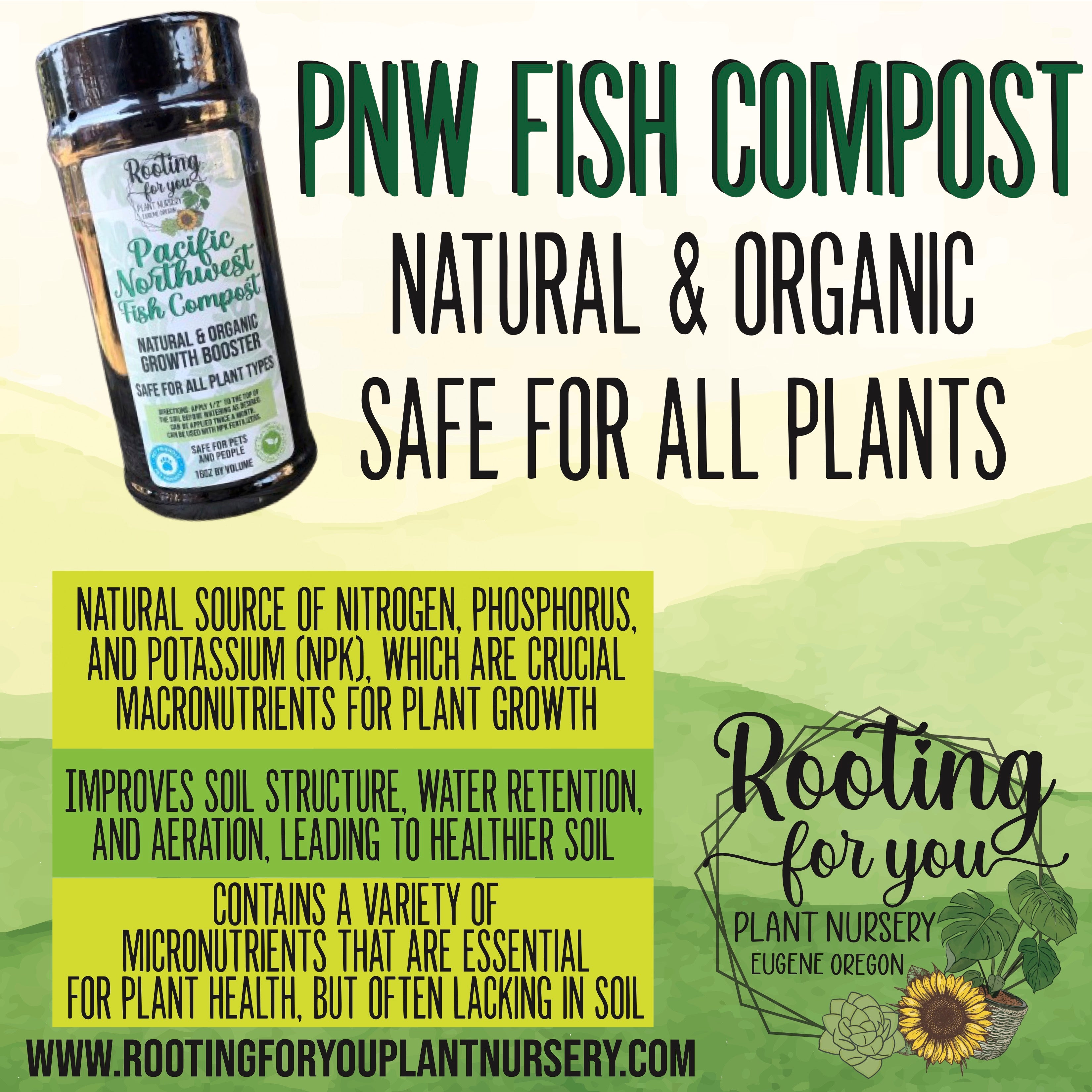 Pacific Northwest Fish Compost - 16oz by Volume Shaker - Organic - Ore ...