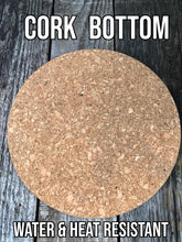Load image into Gallery viewer, Emotional Support Plant Cork Plant Mat - Engraved Cork Round - Cork Bottom - No Plastic or Rubber - All Natural Material
