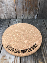 Load image into Gallery viewer, Distilled Water Only Plant Mat - Engraved Cork Round - Cork Bottom - No Plastic or Rubber - All Natural Material
