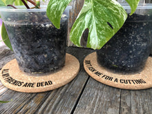 Load image into Gallery viewer, Serial Killers Love Plants Cork Plant Mat - Engraved Cork Round - Cork Bottom - No Plastic or Rubber - All Natural Material
