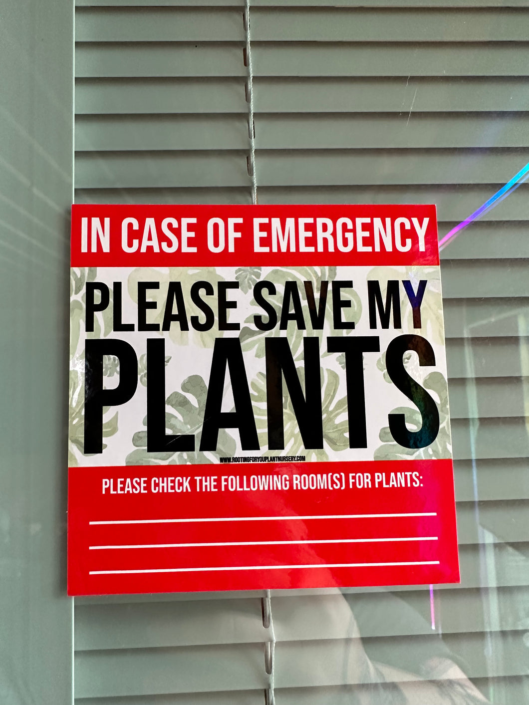 Please Save My Plants Window Cling - 4x4 Inches